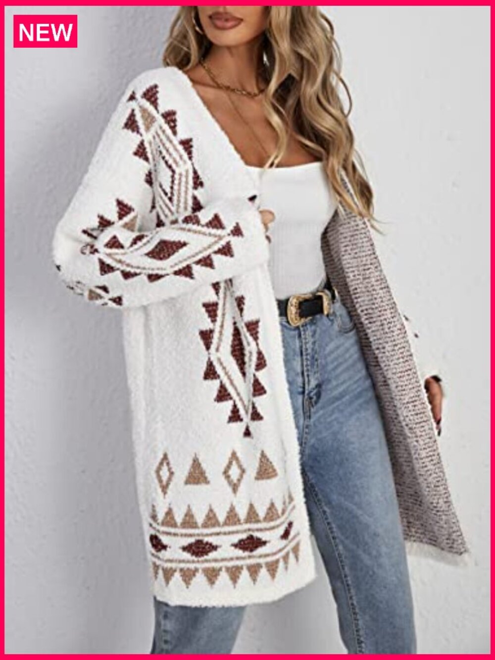 Open Front Long Sleeve Cardigan Chunky Sweater Drop Shoulder Casual - Picture 3 of 6